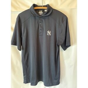 New York Yankees Cutter & Buck CB Drytec Genre Textured Solid Mens Polo, Sz S